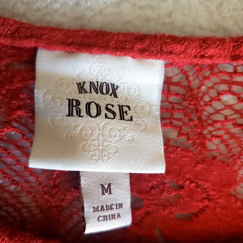 Knox Rose Top Red Lace Neckline‎ And Sleeves Long Sleeve Boho Romantic XMas - Picture 6 of 8